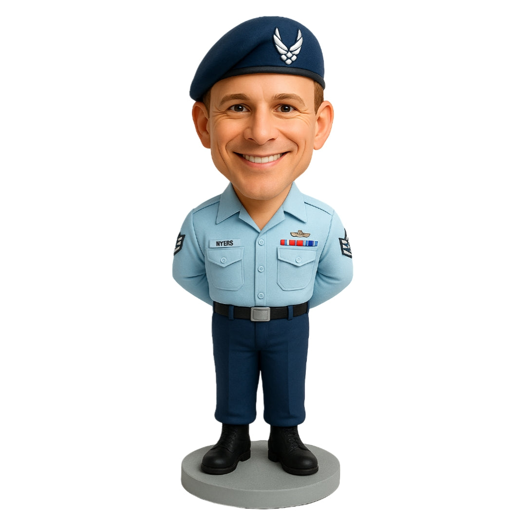 Air Force Basic Training Graduation Custom Bobbleheads - Air Force Uniform Outfit Can Be Customized