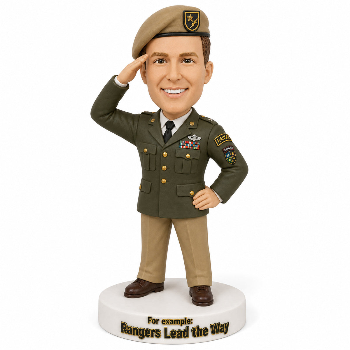 Custom U.S. Army Ranger Bobbleheads – Customizable Military Uniform & Pose