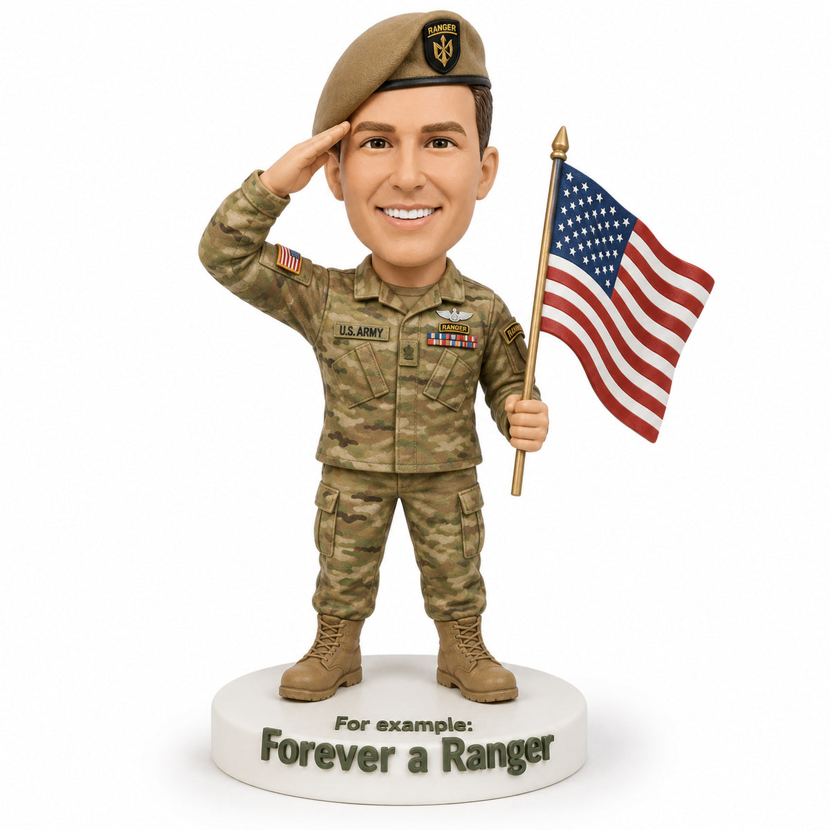 Custom Army Ranger Bobbleheads – Customizable Military Uniform & Pose