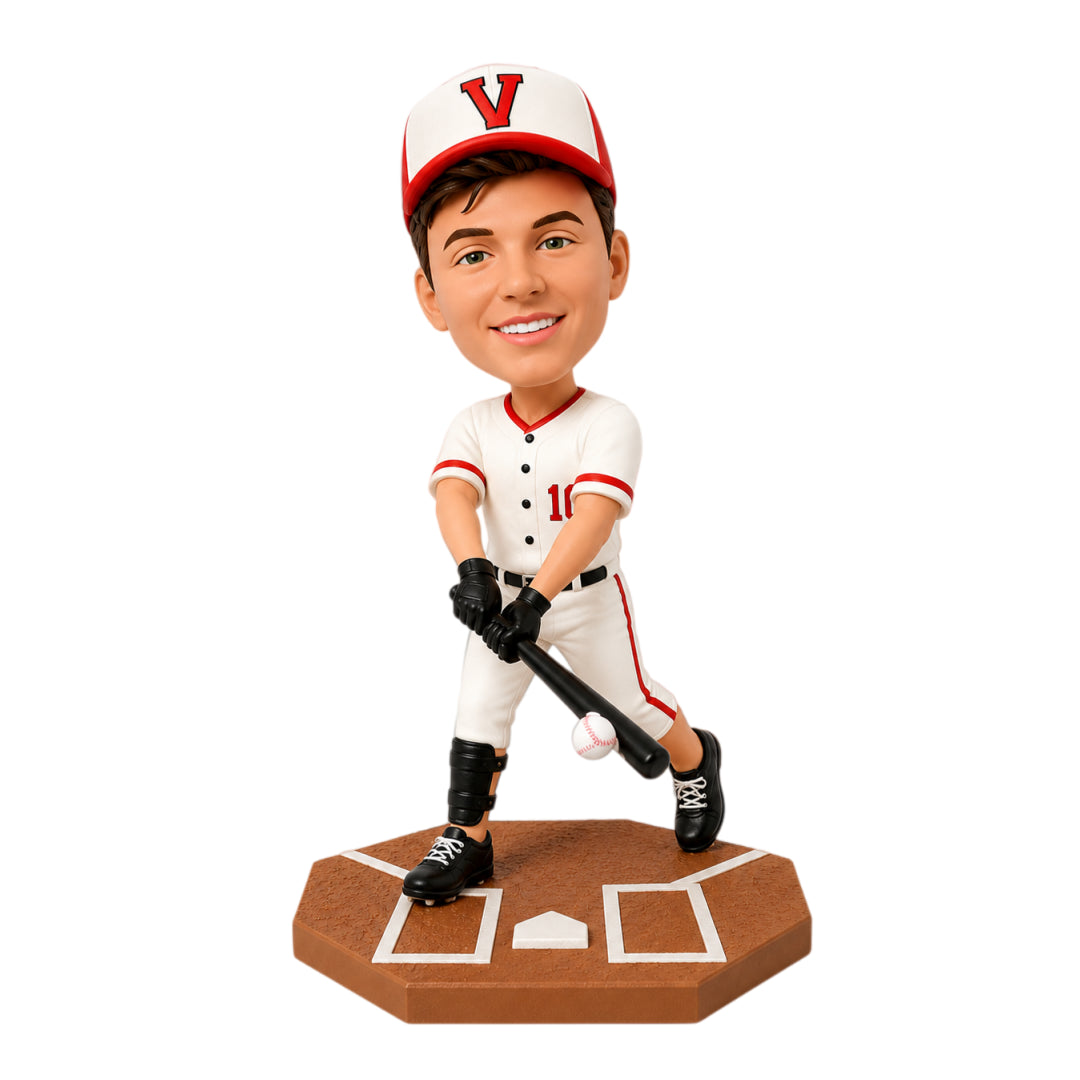 Custom Baseball Player Bobblehead –- Customizable Baseball Uniform & Pose