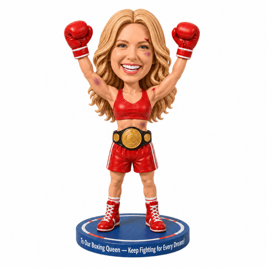 Custom Female Boxer Bobbleheads with Championship Belt – Customizable Boxing Attire & Pose