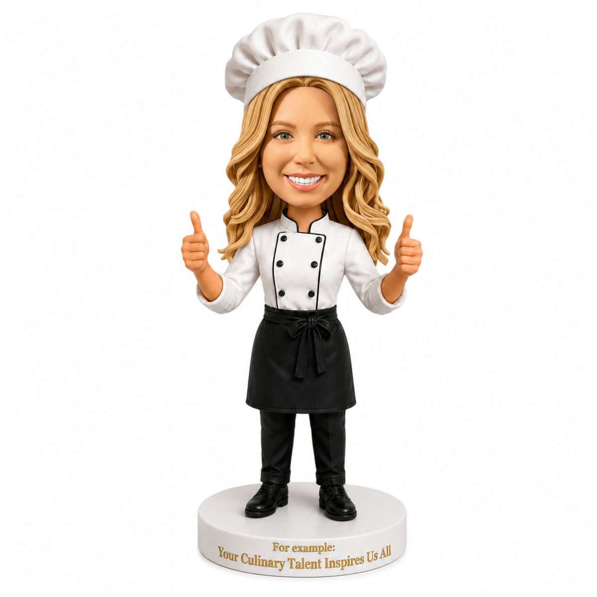 Custom Female Chef Bobbleheads –- Customizable Chef Attire & Pose