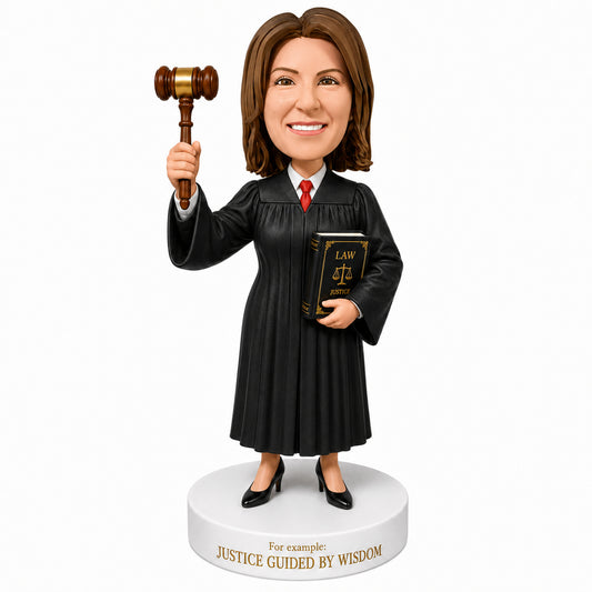 Custom Female Judge Bobbleheads – Customizable Judicial Robe & Pose