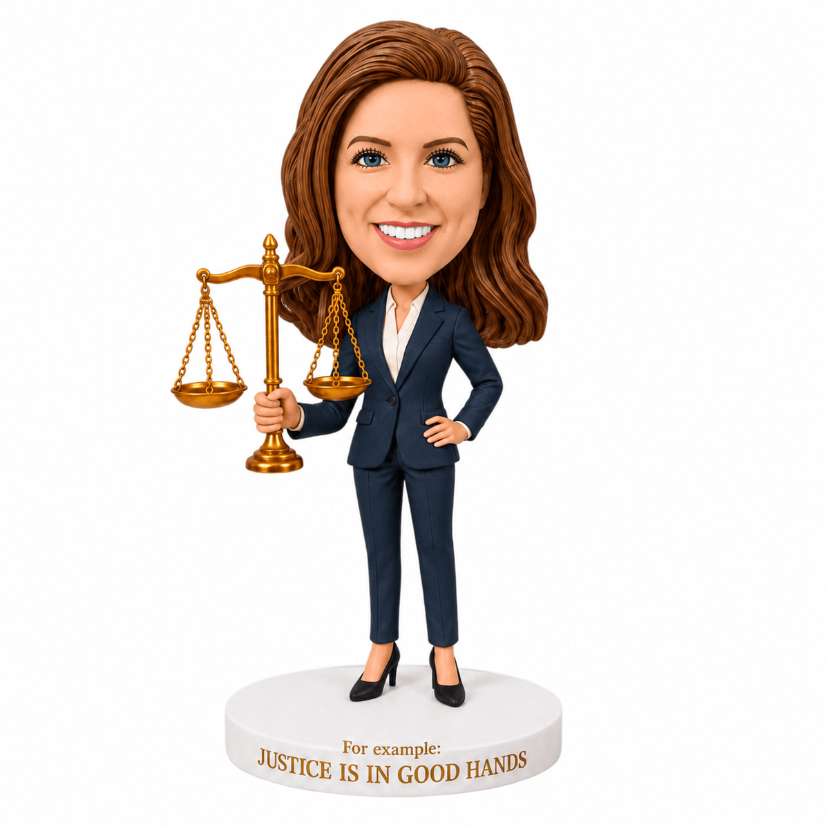Custom Female Lawyer Bobbleheads – Customizable Outfit & Pose