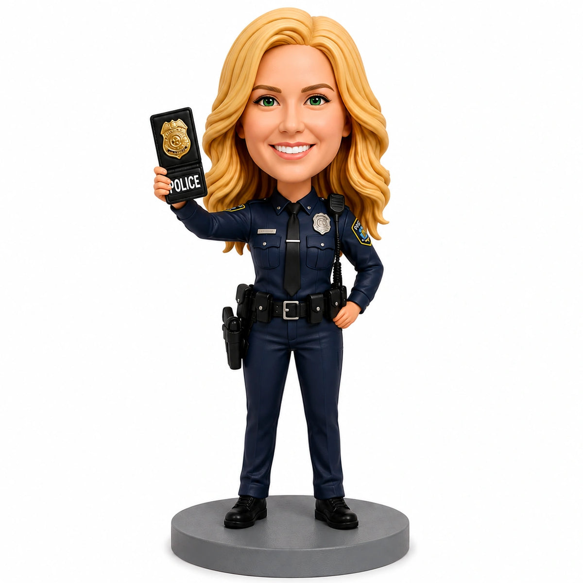 Custom Female Police Officer Bobblehead – Customizable Uniform & Pose