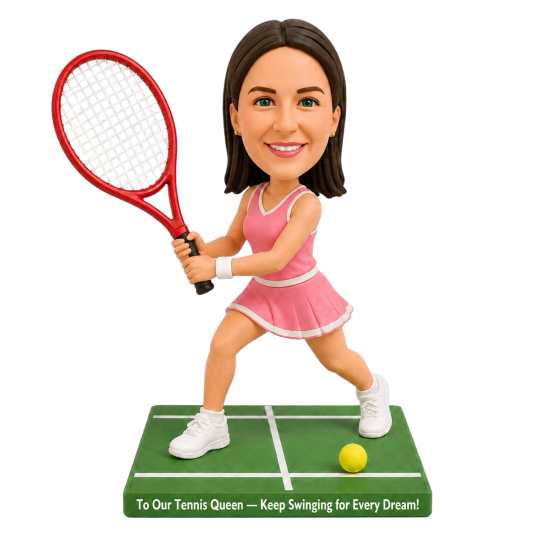 Custom Female Tennis Player Bobbleheads – Customizable Outfit & Pose