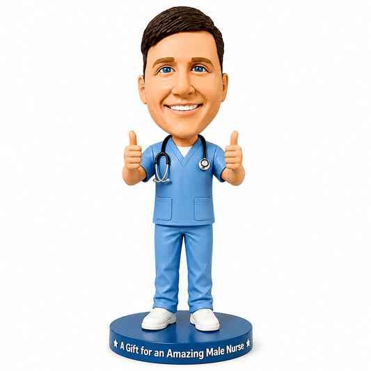Custom Male Nurse Bobblehead – Customizable Medical Attire & Pose