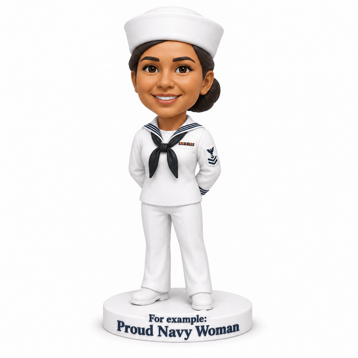 Custom Female U.S. Navy Sailor Bobbleheads – Customizable Military Uniform & Pose