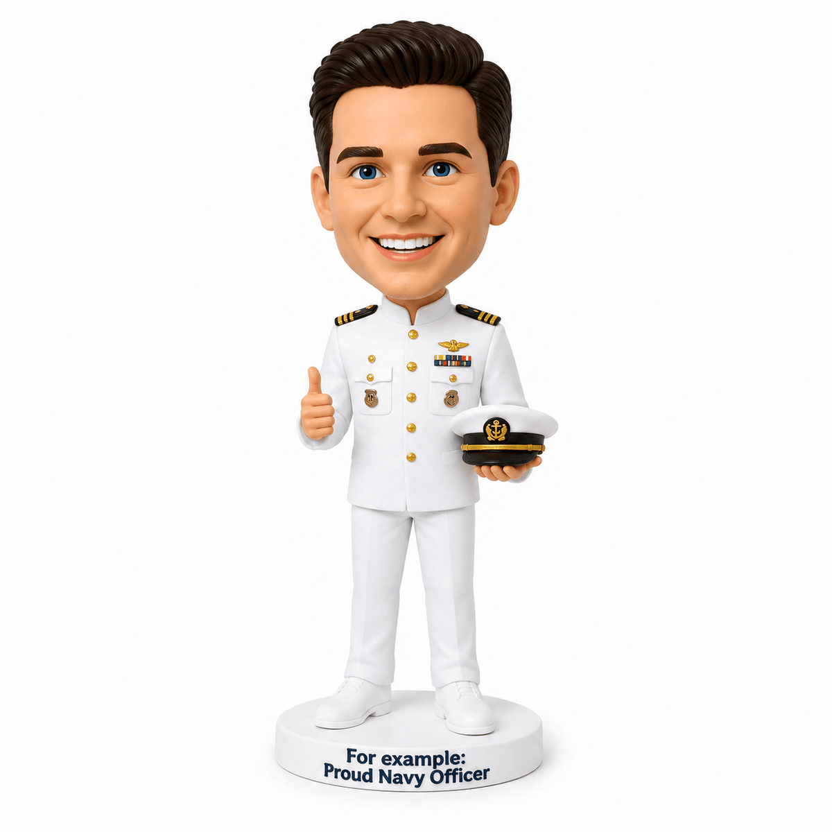 Custom U.S. Navy Sailor Bobblehead – Customizable Military Uniform & Pose