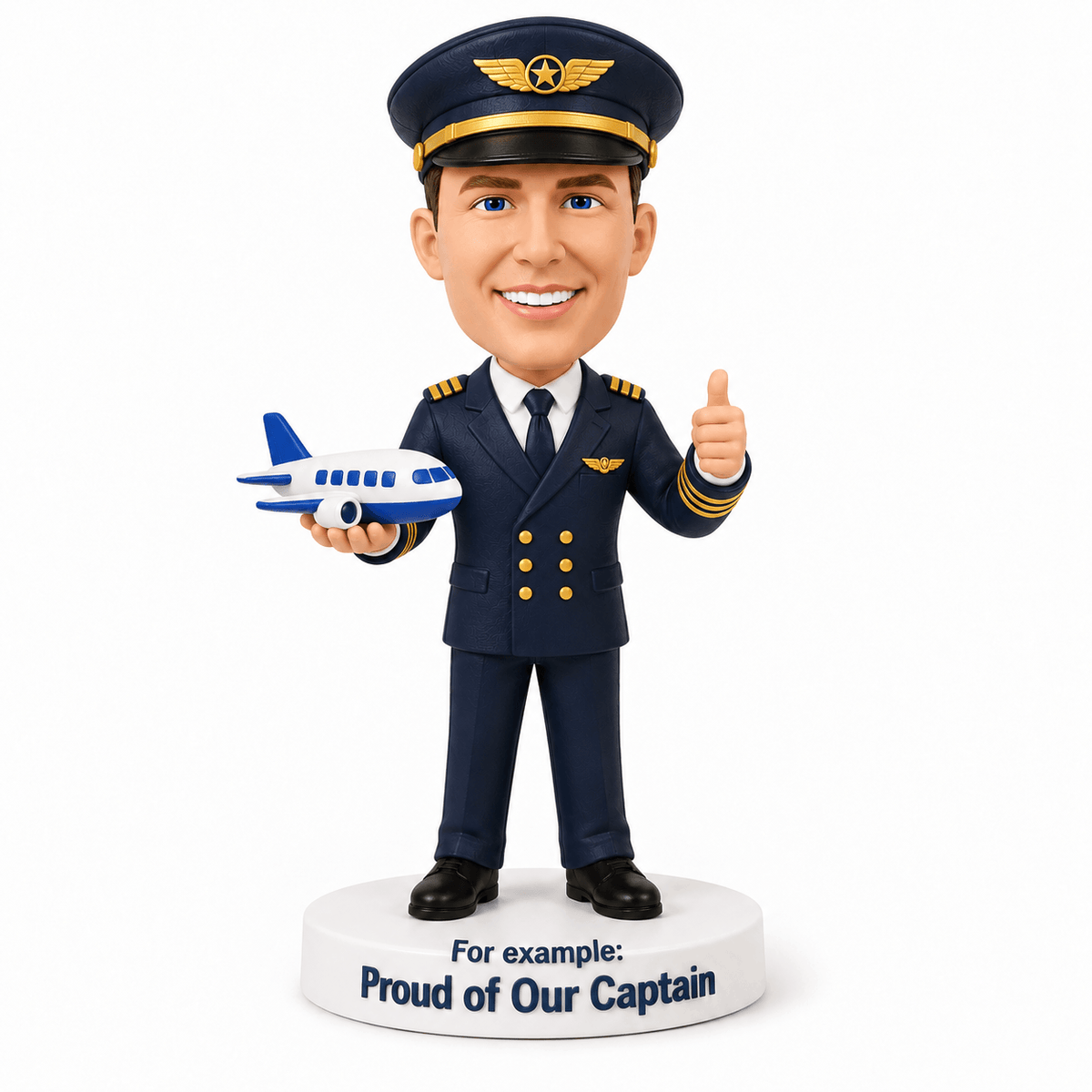 Custom Airline Pilot Bobbleheads –-- Customizable Pilot Uniform & Pose