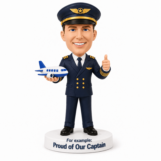 Custom Airline Pilot Bobbleheads –-- Customizable Pilot Uniform & Pose
