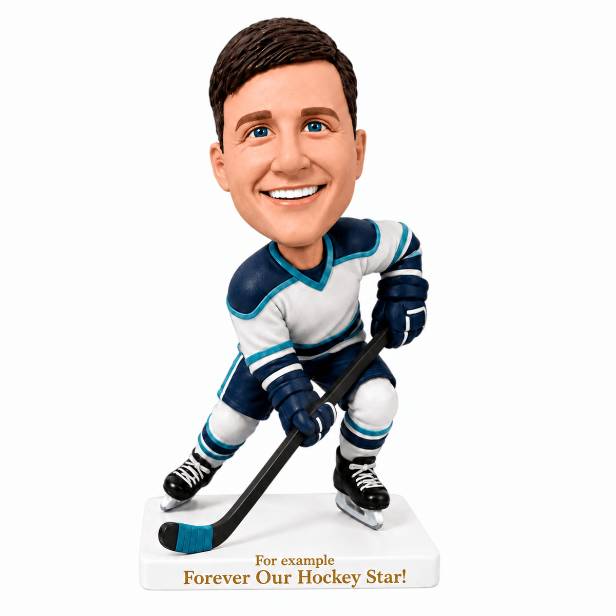 Custom Male Hockey Player Bobbleheads – Customizable Hockey Uniform & Pose