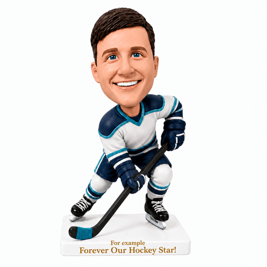 Custom Male Hockey Player Bobbleheads – Customizable Hockey Uniform & Pose