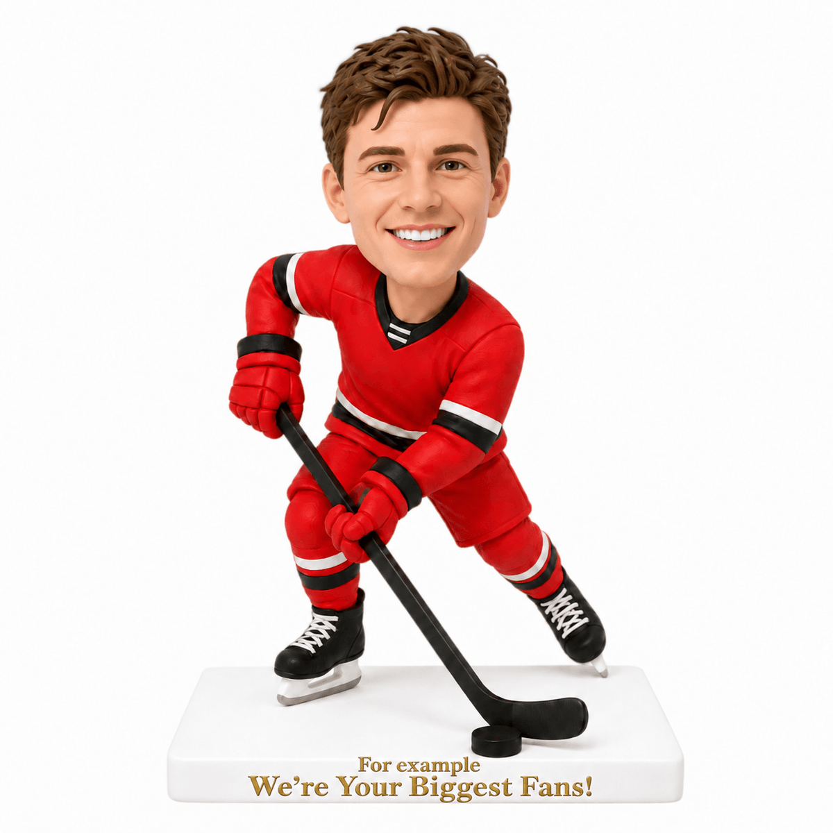 Custom Male Hockey Player Bobbleheads –- Customizable Hockey Uniform & Pose