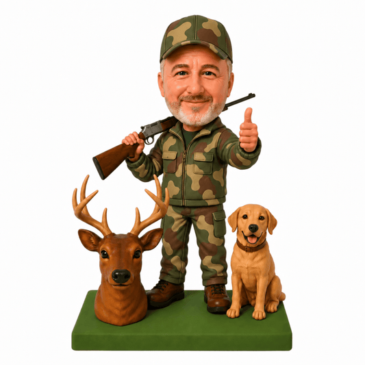 Custom Hunter and Hunting Dog Bobbleheads – Customizable Outfit & Pose