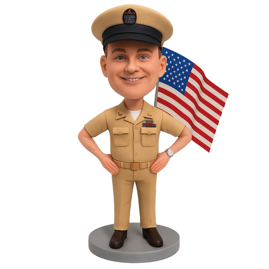 Navy Retirement Custom Bobblehead - Navy Uniform Can Be Customized