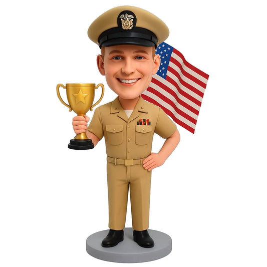 Custom Naval Officer Bobbleheads - Custom Navy Uniform Available