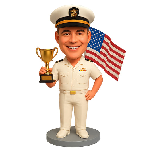 Custom Navy Retirement Bobbleheads - Navy Uniform Can Be Customized