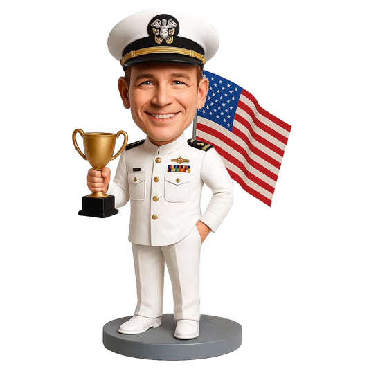Retired Navy Officer Custom Bobbleheads- Navy Uniform Can Be Customized