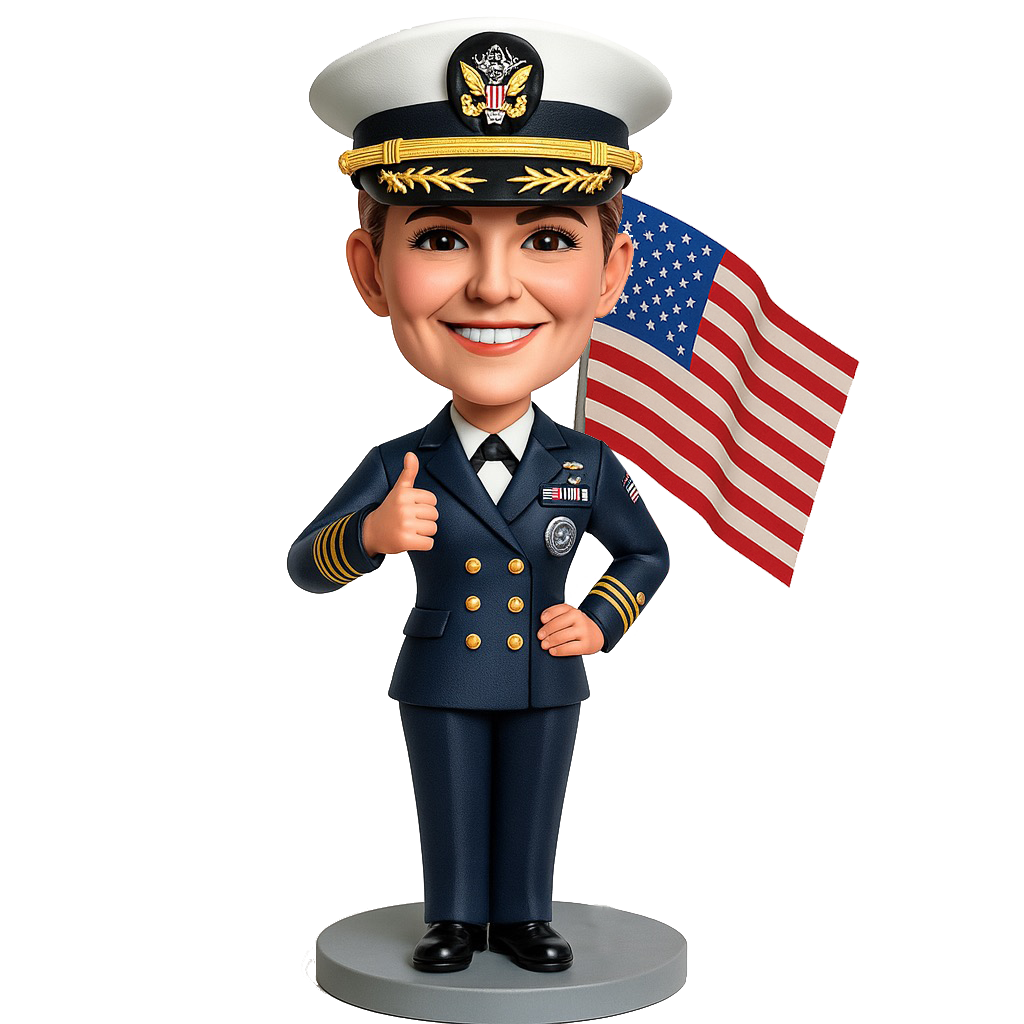 Female Naval Officer Custom Bobbleheads - Navy Uniform Can Be Customized
