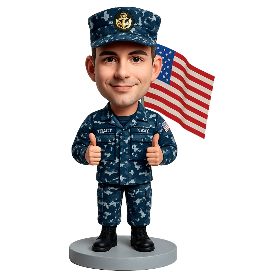Custom Navy Bobblehead – Navy Uniform Can Be Customized