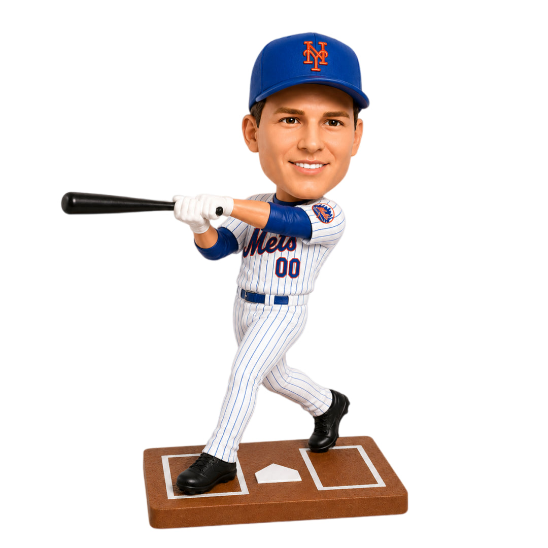 Custom  Mets Fans Bobblehead -- Customizable Baseball Outfit & Pose