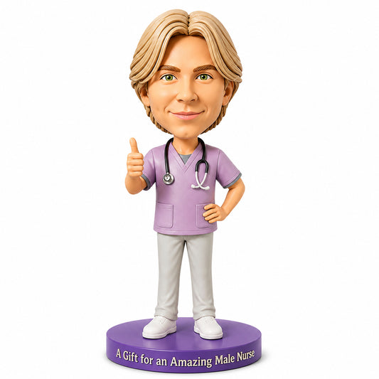 Custom Male Nurse Bobblehead –-- Customizable Medical Attire & Pose