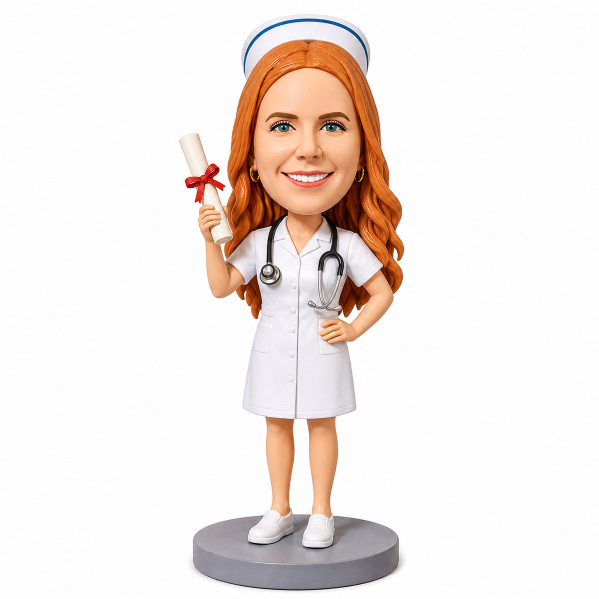 Custom Nursing Graduate Bobbleheads –-- Customizable Graduation Attire & Pose