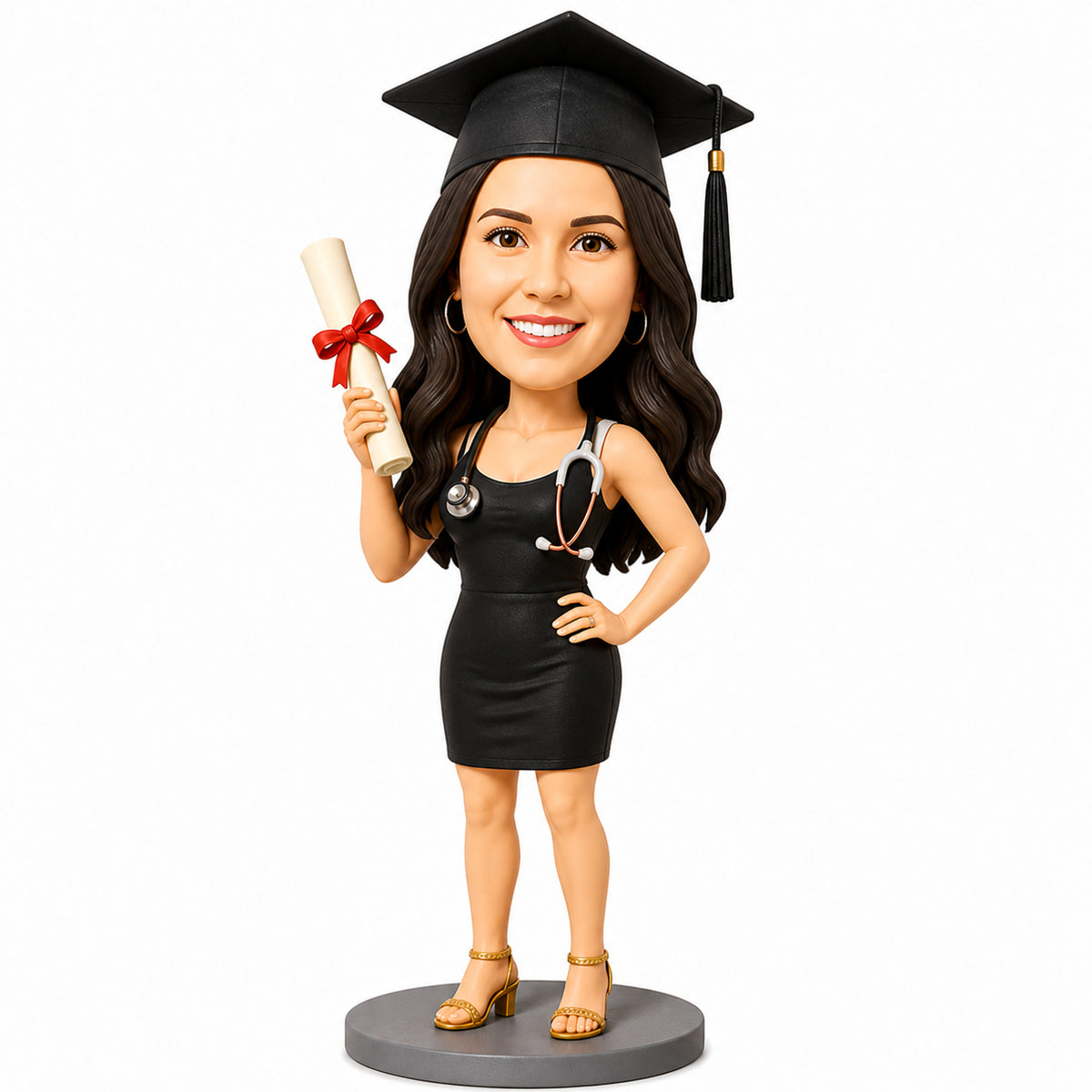 Custom Nursing Graduate Bobblehead – Customizable Graduation Attire & Pose