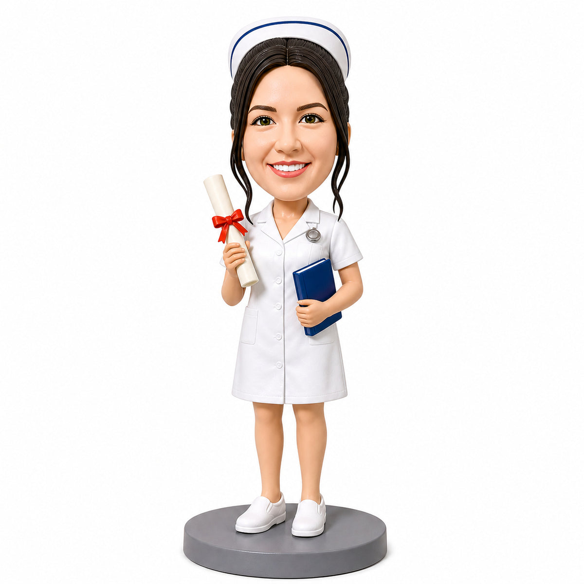 Custom Nursing Graduate Bobbleheads –- Customizable Graduation Attire & Pose