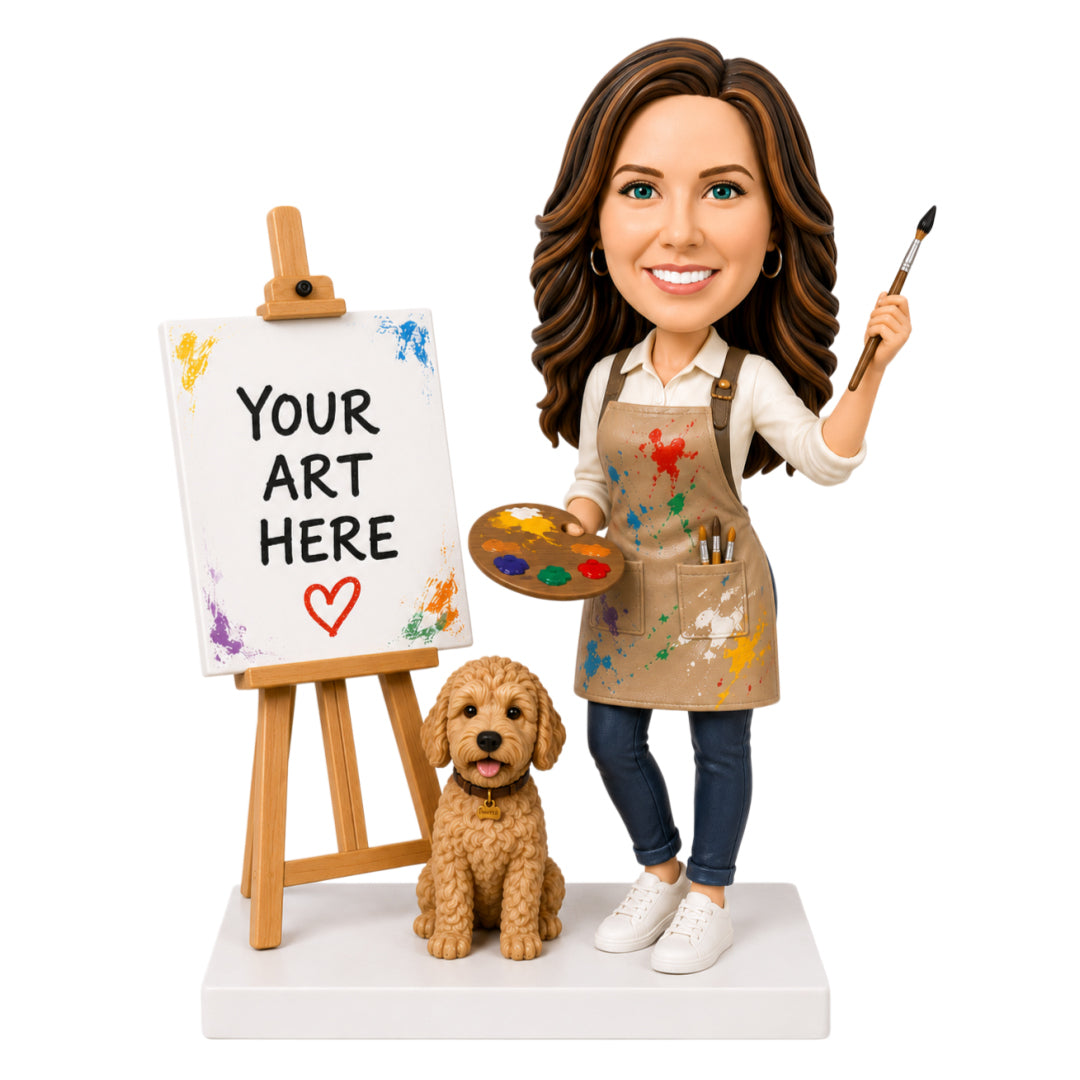 Custom Female Artist Bobbleheads – Customizable Your Own Painting