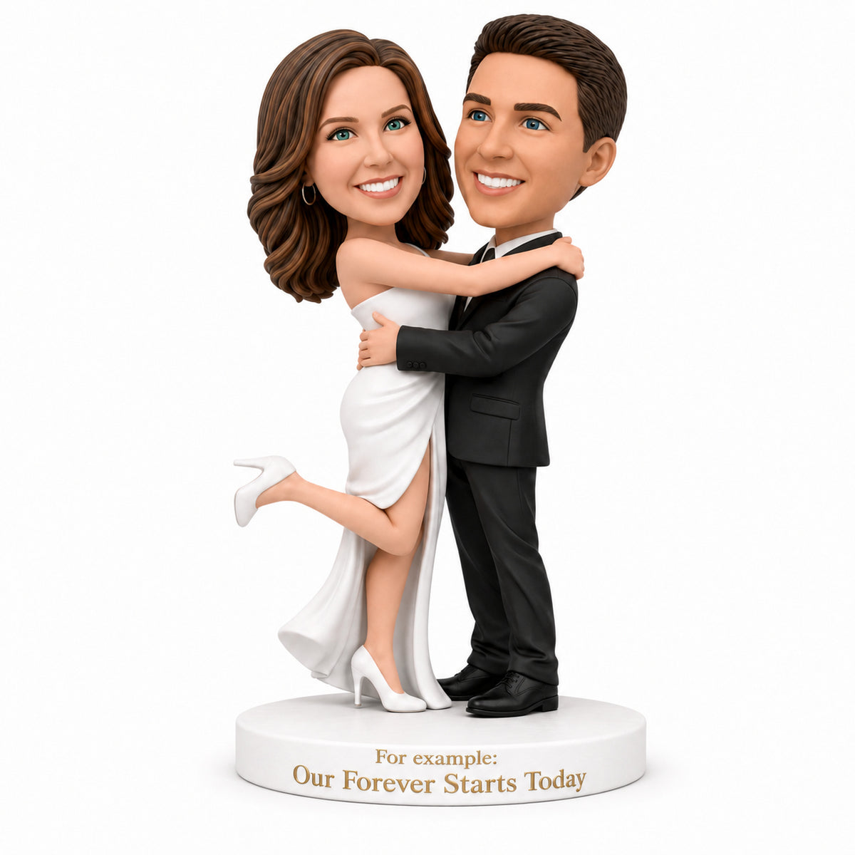 Custom Couple Bobbleheads – Romantic Lift Pose | Customizable Any Outfit & Pose