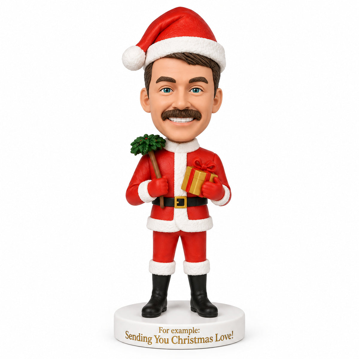 Custom Santa Claus Bobbleheads with Gift Box – Customizable Outfit & Pose