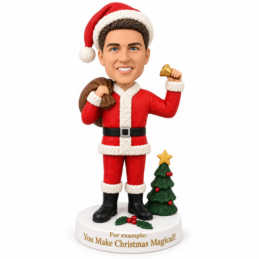 Custom Santa Claus Bobbleheads with Bell – Customizable Outfit & Pose