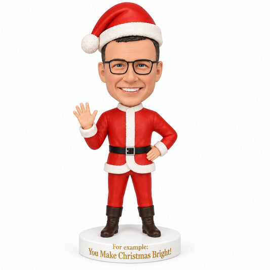 Custom Waving Santa Claus Bobbleheads – Customizable Outfit & Pose