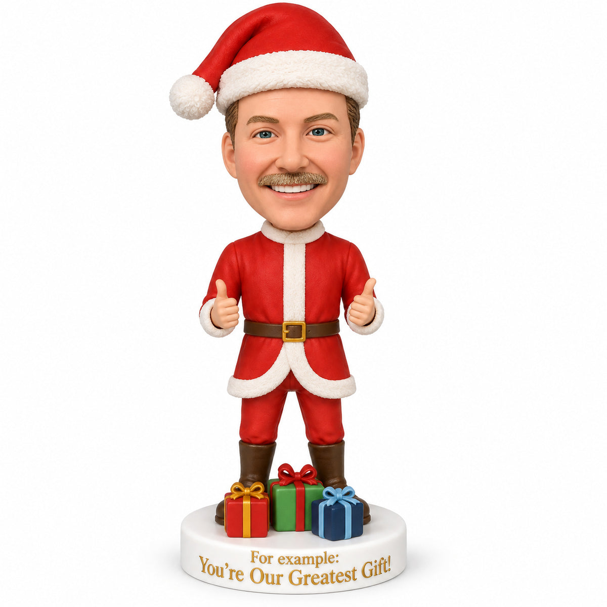 Custom Santa Claus Bobbleheads with Two Thumbs Up – Customizable Outfit & Pose