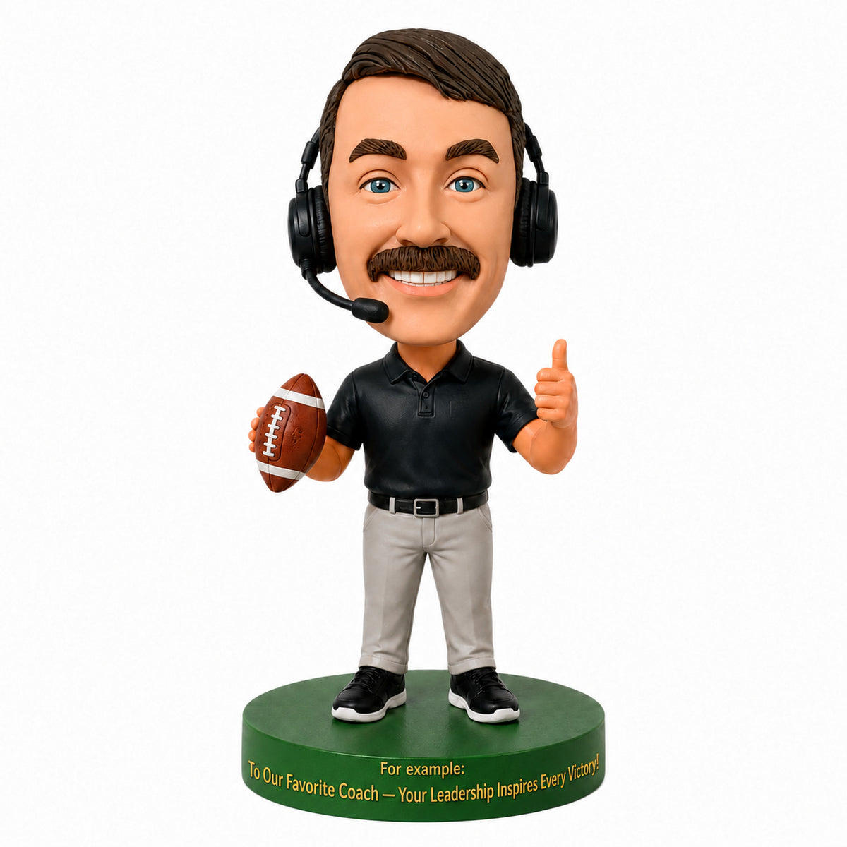 Custom Football Coach Bobbleheads –- Customizable Outfit & Pose