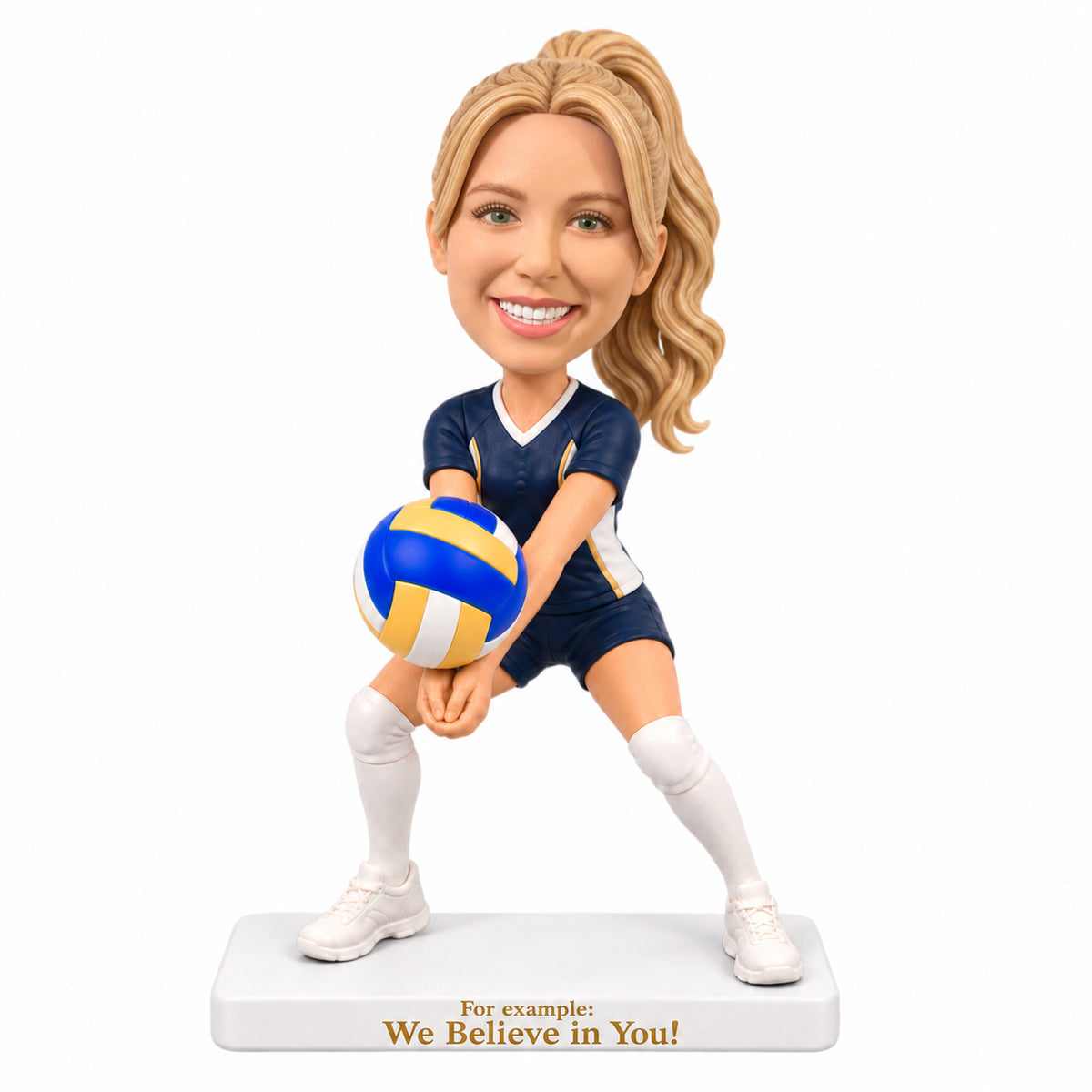 Custom Female Volleyball Player Bobbleheads –- Customizable Volleyball Uniform & Pose