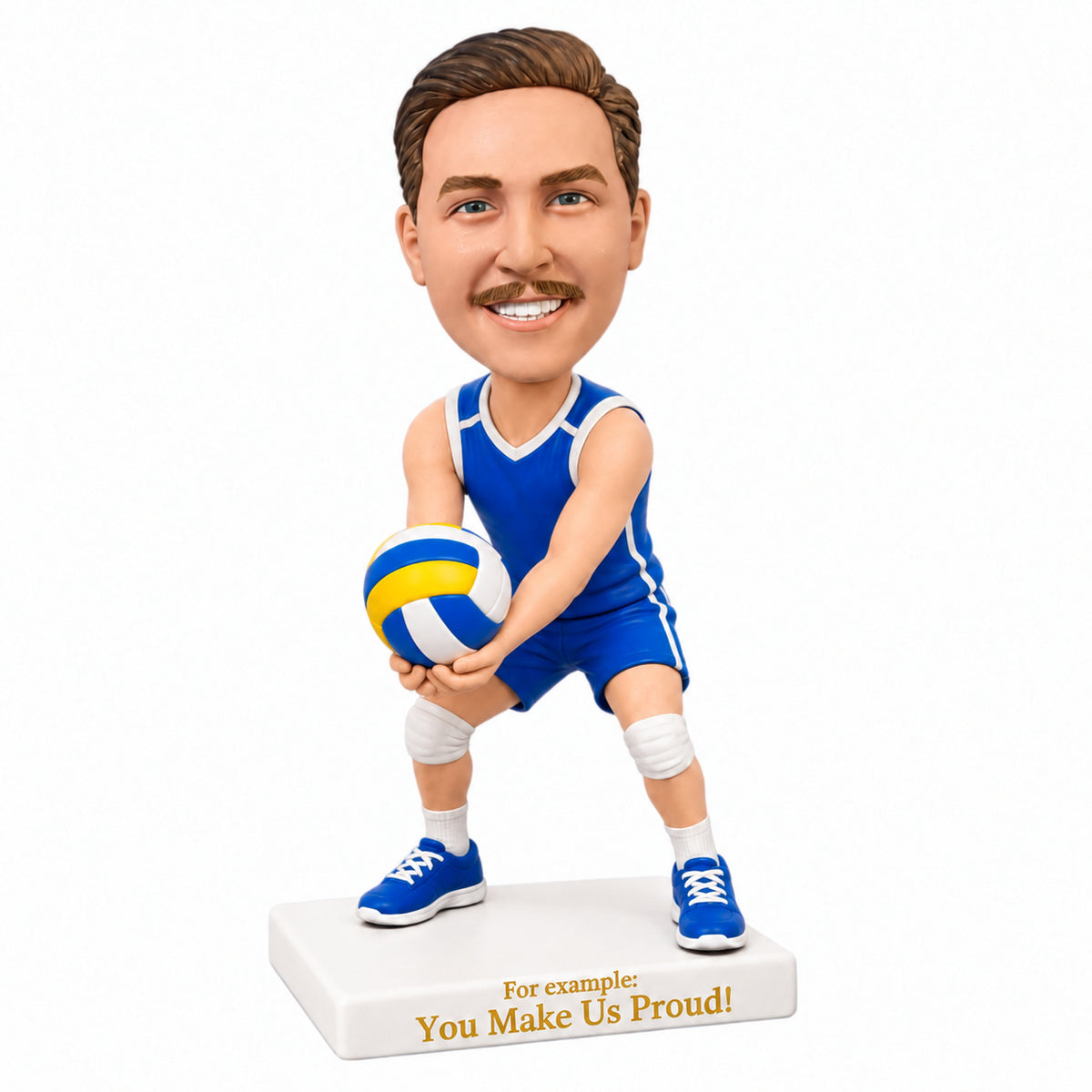 Custom Male Volleyball Player Bobbleheads – Customizable Volleyball Uniform & Pose