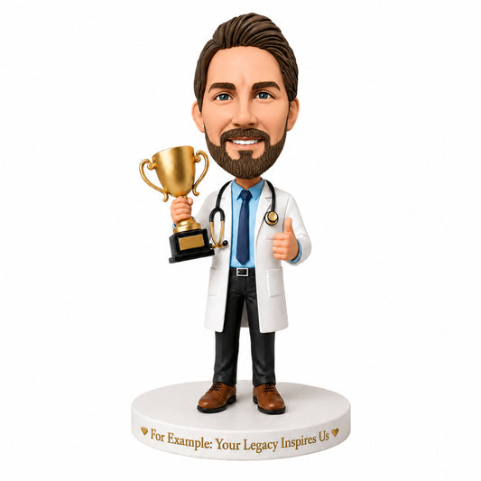 Custom Retired Doctor Bobblehead – Customizable Medical Attire & Pose