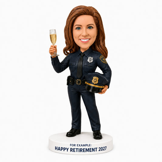 Custom Police Officer Retirement Bobbleheads –- Customizable Uniform & Pose