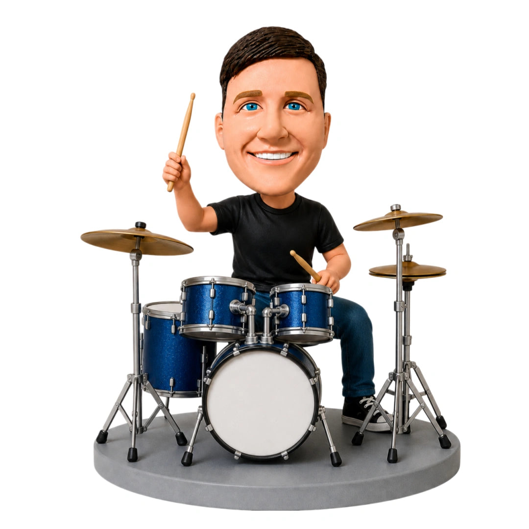 Custom Drummer Bobblehead –- Customizable Outfit & Pose