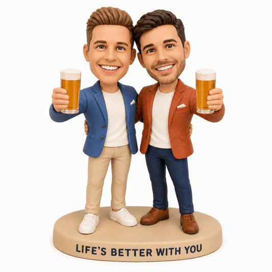 Custom Presents for Gay Couples – Beer Toast Bobbleheads | Customize Any Outfit & Pose