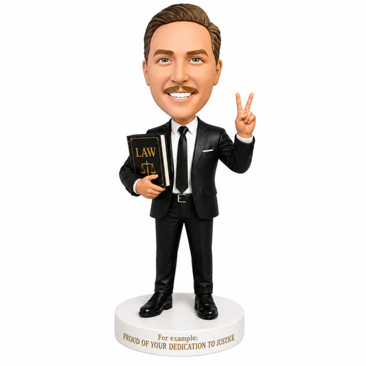 Custom Male Lawyer Bobbleheads –- Customizable Outfit & Pose