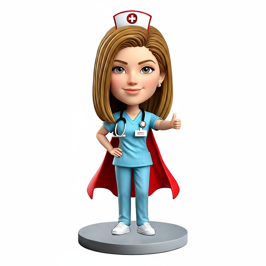 Super Female Nurse Custom Bobbleheads - Perfect Gift for Nurse - Customizable Pose & Outfit