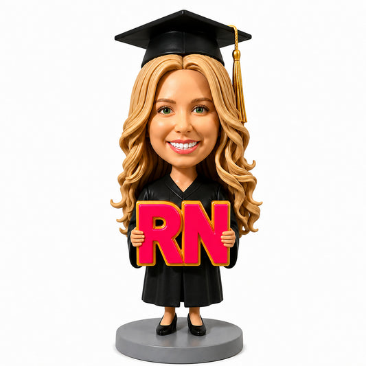 Custom Registered Nurse Graduation Bobbleheads – Customizable Medical Attire & Pose
