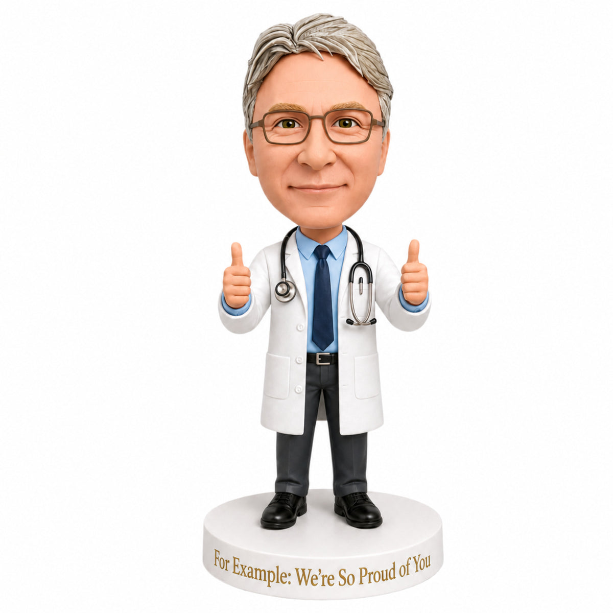 Custom Retired Doctor Bobblehead –- Customizable Medical Attire & Pose