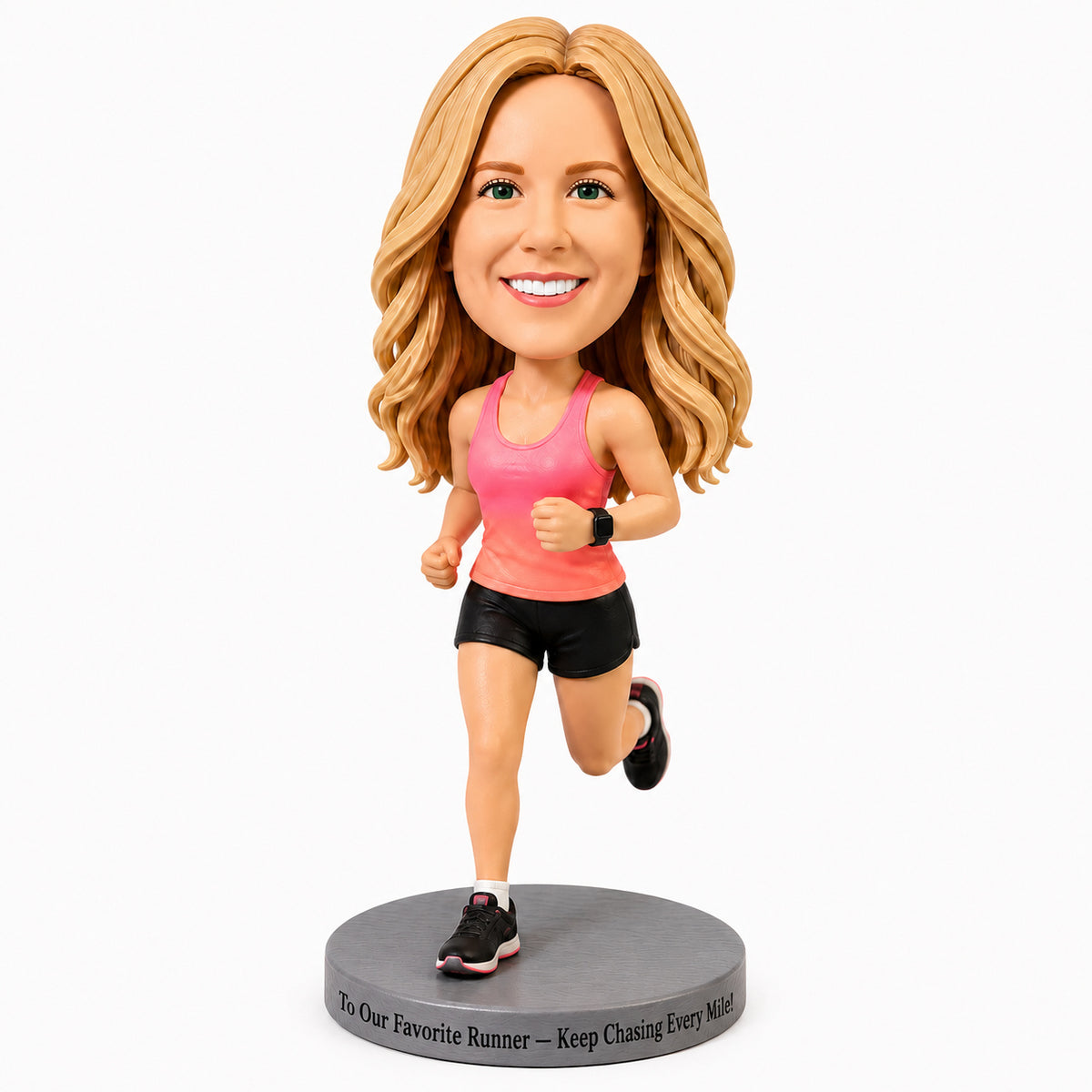Custom Female Runner Bobbleheads – Customizable Outfit & Pose