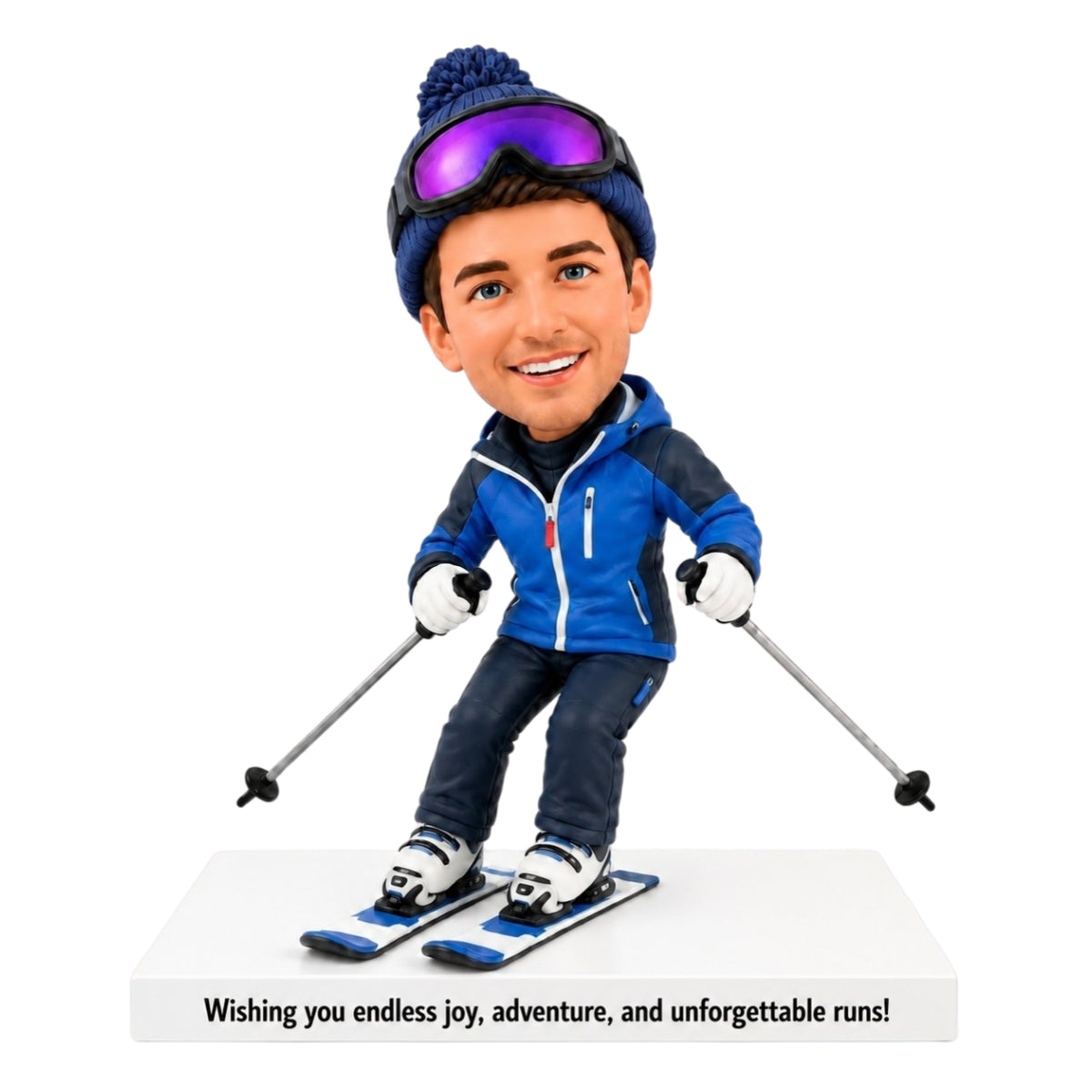 Custom Skier Bobbleheads –- Customizable Outfit & Pose
