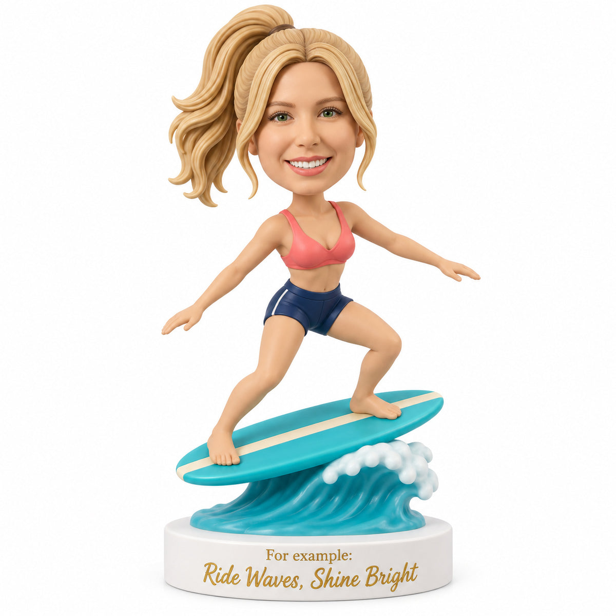 Custom Surfer Bobblehead ——- Customizable Outfit & Pose